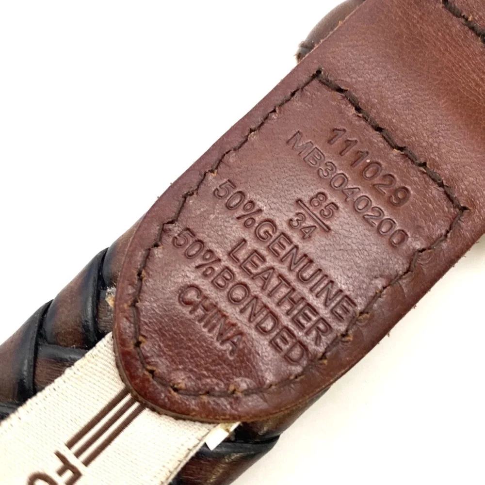 Fossil Men's Maddox Brown Leather Braided Trouser Belt
